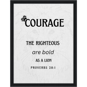 Bold as a Lion Courage Scripture Wall Art | Faith Inspiration Wall Decor | 18 x 24"