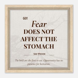 Fear and Hunger African Proverb Wall Art | 12x12 | Part of 4-Piece African Wisdom Collection