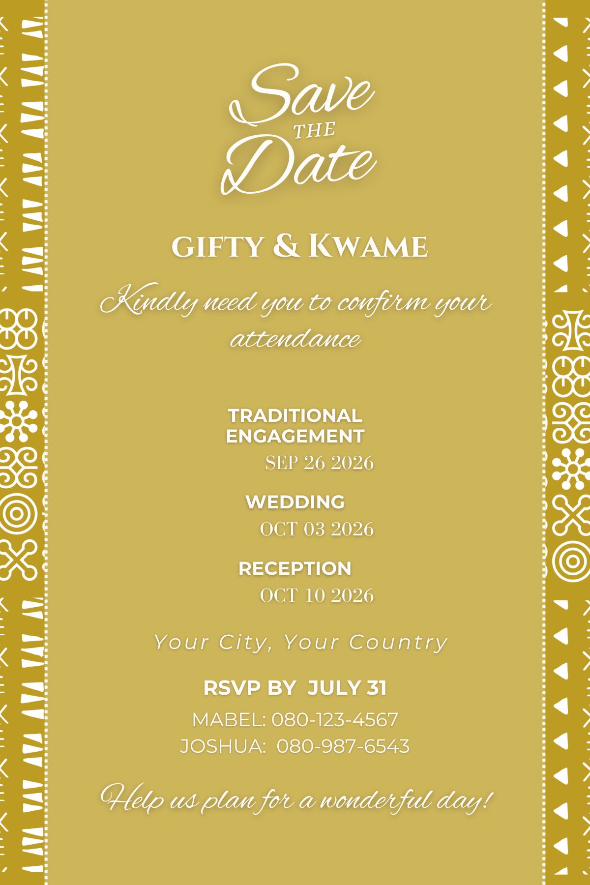 Adinkra Wedding Suite - Ghanaian Wedding Invitation - Image 3