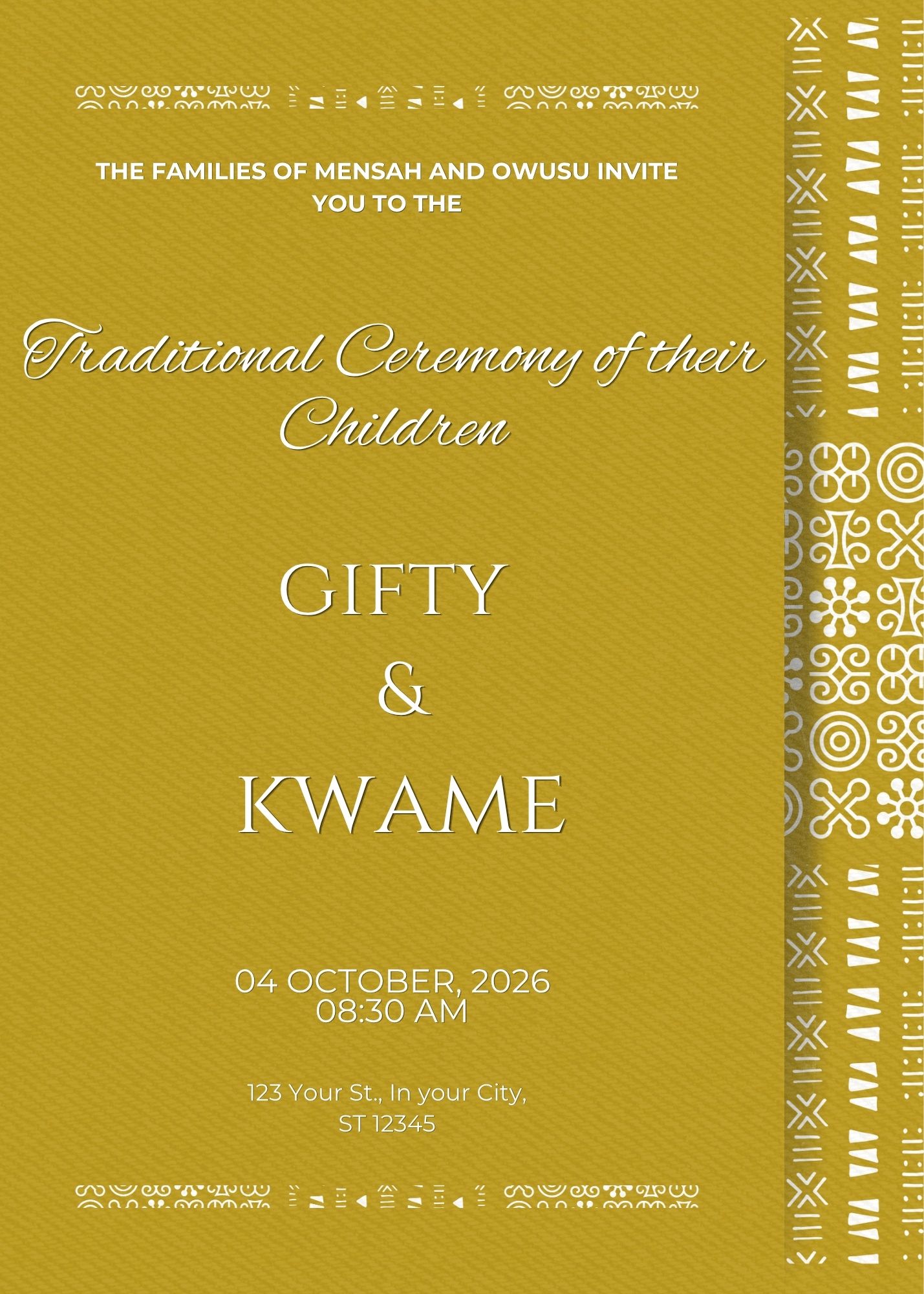 Adinkra Wedding Suite - Ghanaian Wedding Invitation - Image 6