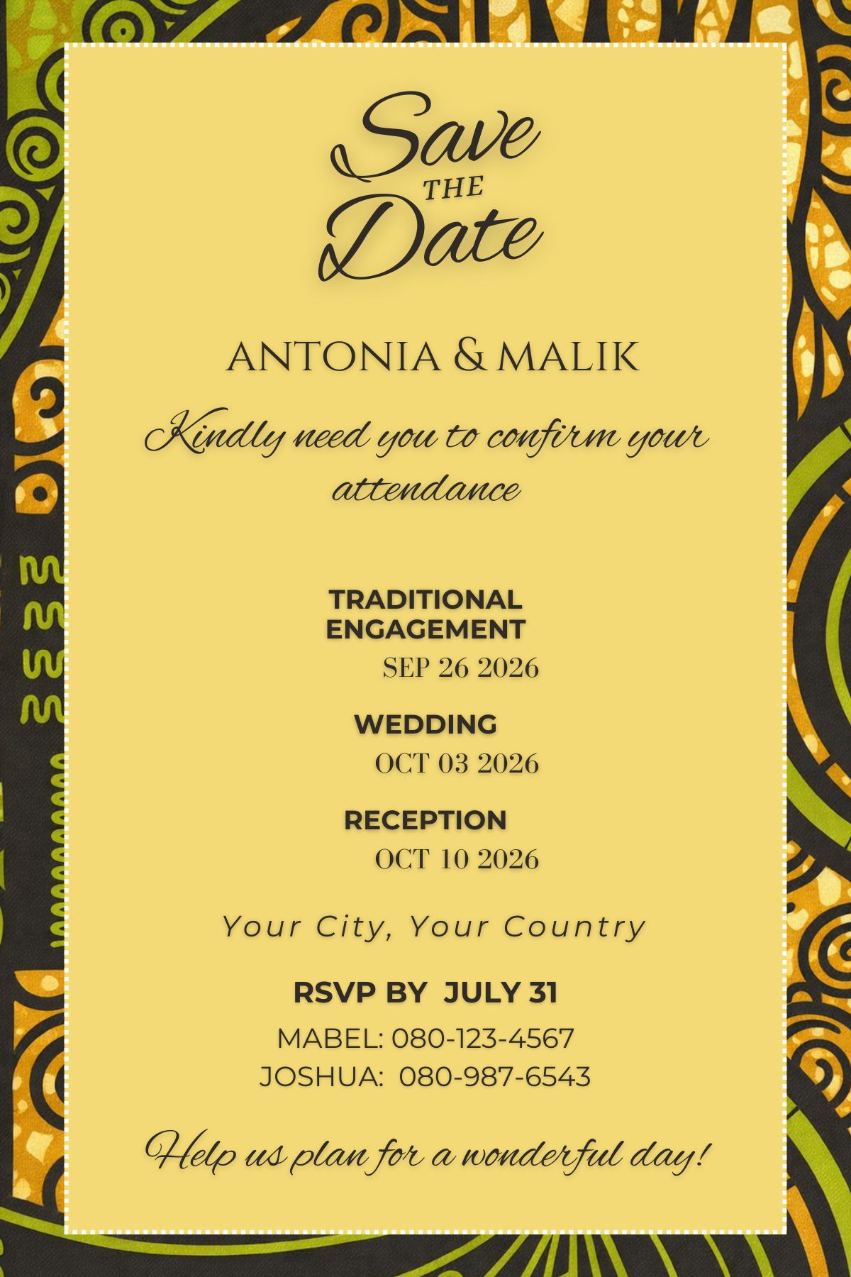 Ankara Wedding Suite – African Wedding Invitations, Traditional Wedding Invite - Image 2