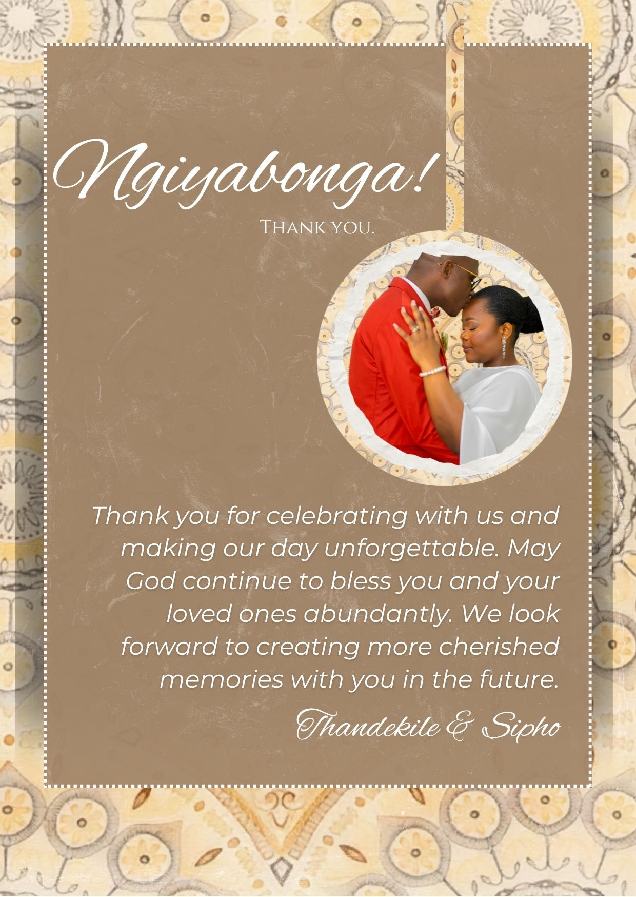 Brown Shweshwe Wedding Suite - African Digital wedding invitation - Image 4