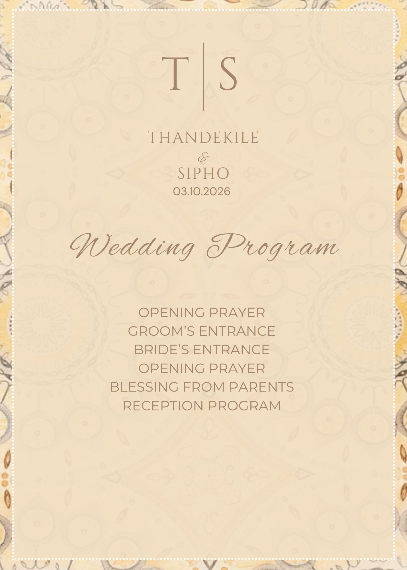 Brown Shweshwe Wedding Suite - African Digital wedding invitation - Image 2